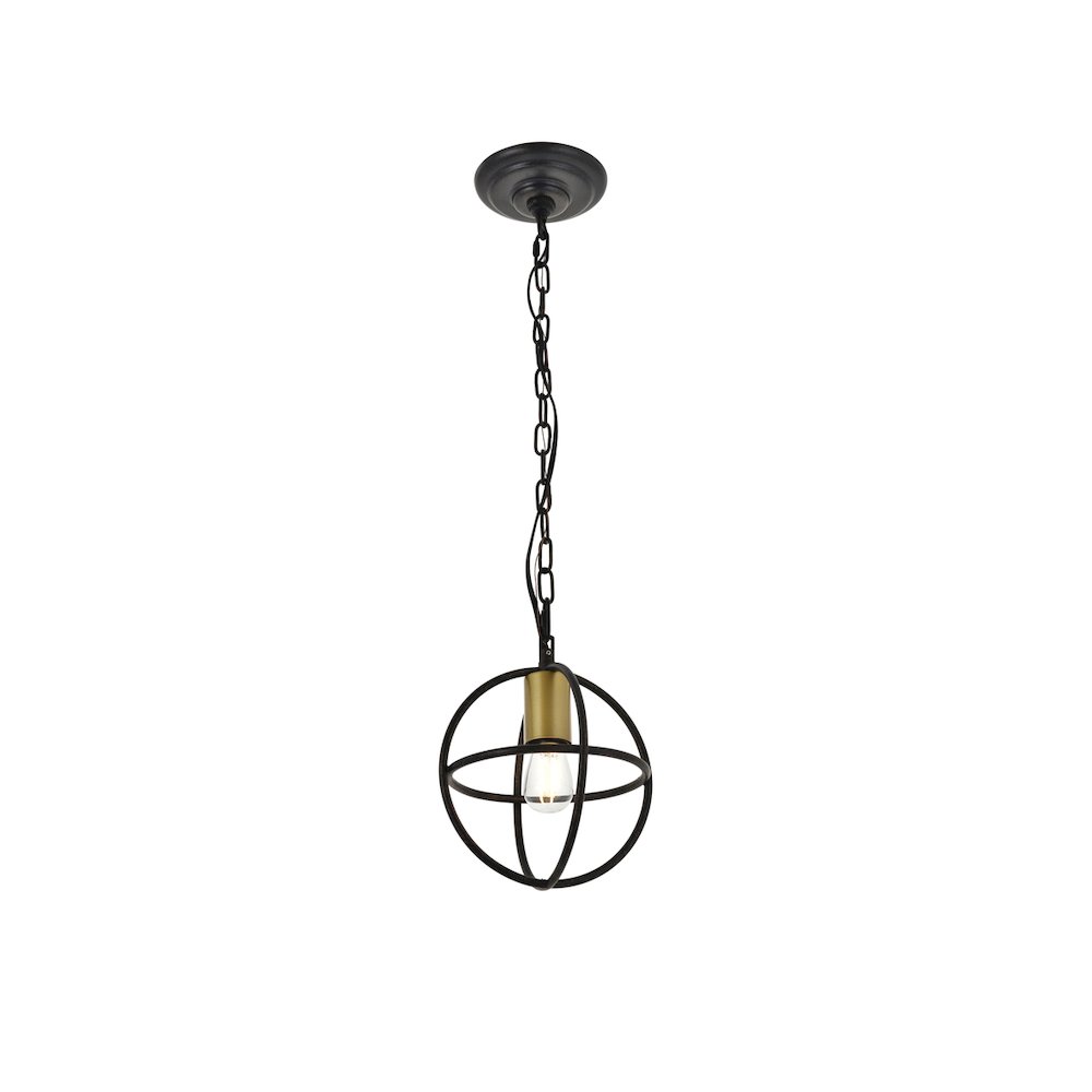 Octavia 1 Light Brass And Dark Brown Pendant. Picture 1