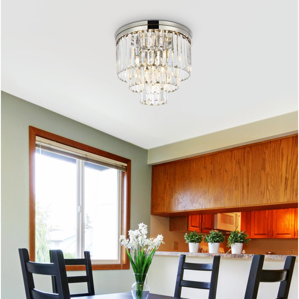 Sydney 9 light polished nickel Flush Mount Clear Royal Cut Crystal. Picture 8