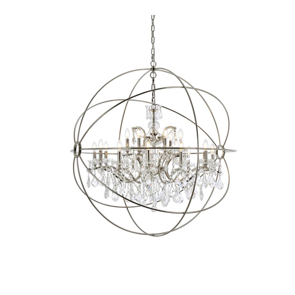 Geneva 18 light polished nickel Chandelier Clear Royal Cut crystal. Picture 2