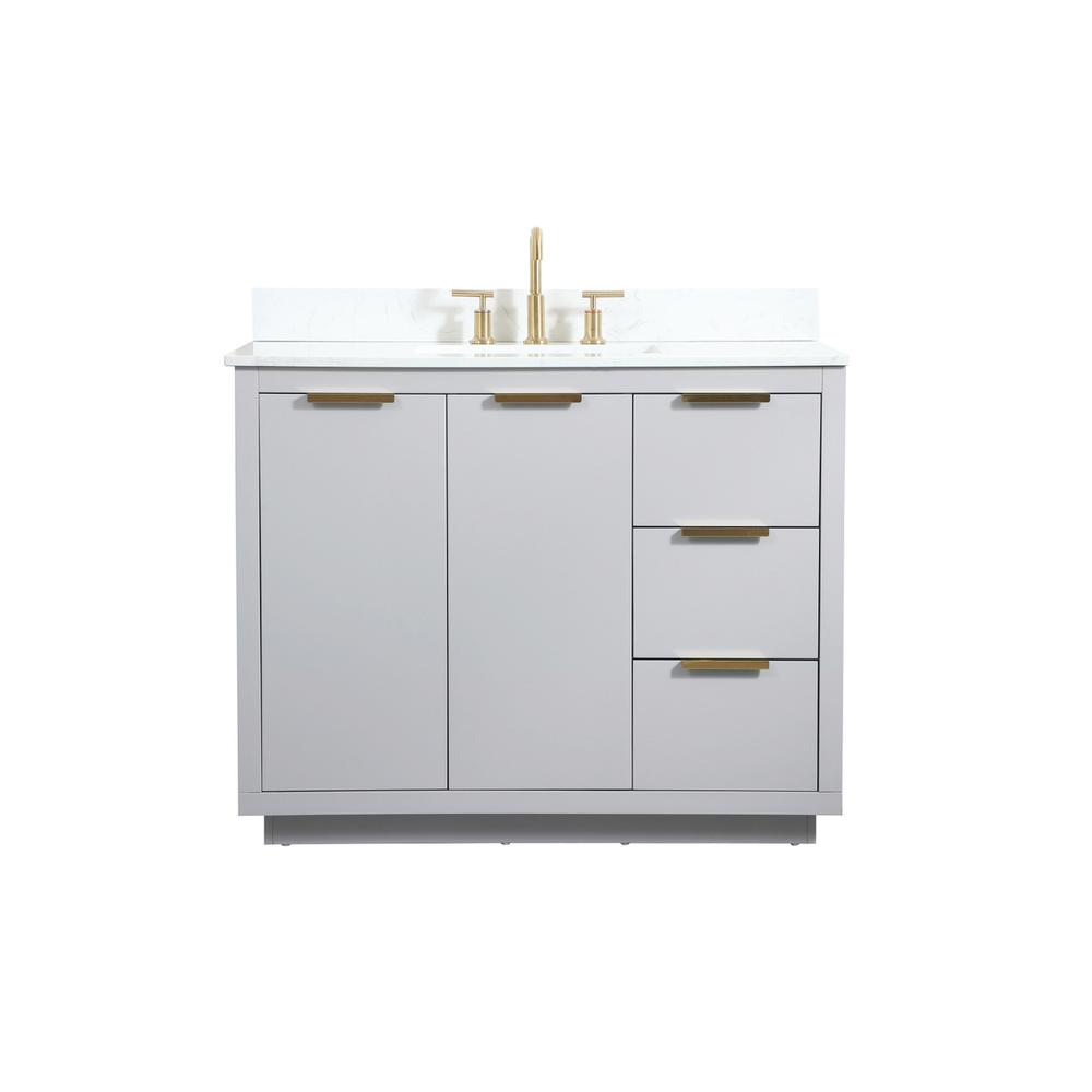 42 inch Single bathroom vanity in grey with backsplash. Picture 1
