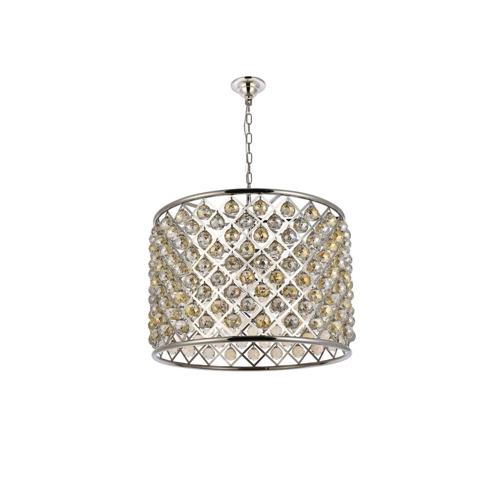 Madison 8 light polished nickel Chandelier Golden Teak (Smoky) Royal Cut Crystal. Picture 6