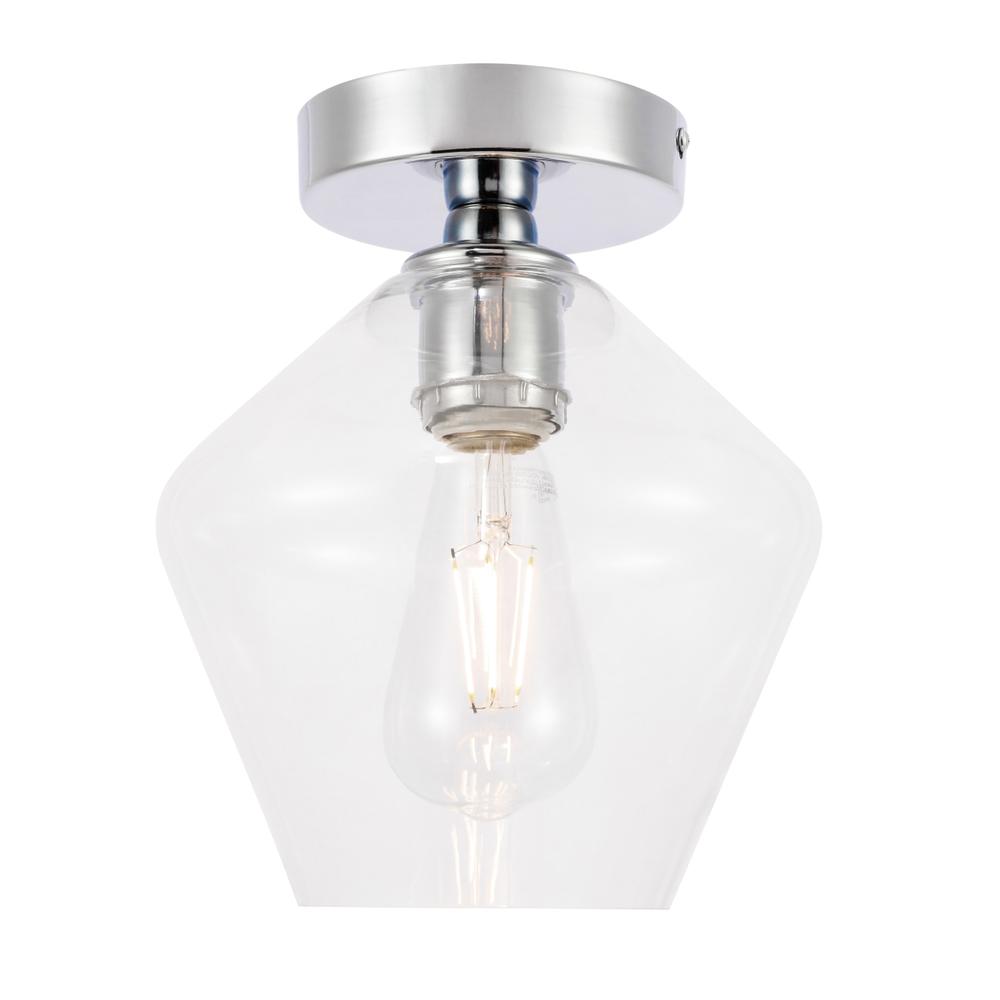 Gene 1 light Chrome and Clear glass Flush mount. Picture 2
