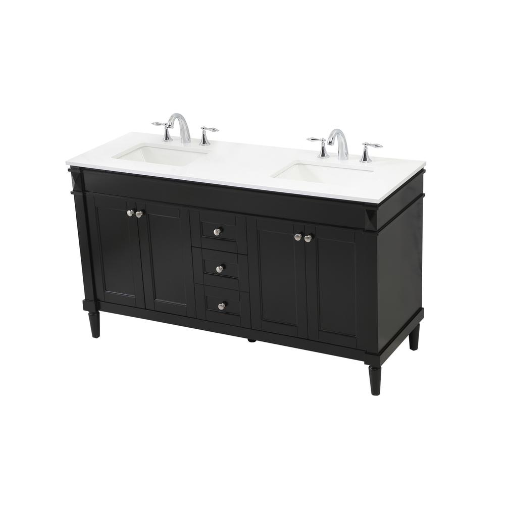 60 inch double bathroom vanity in black. Picture 8