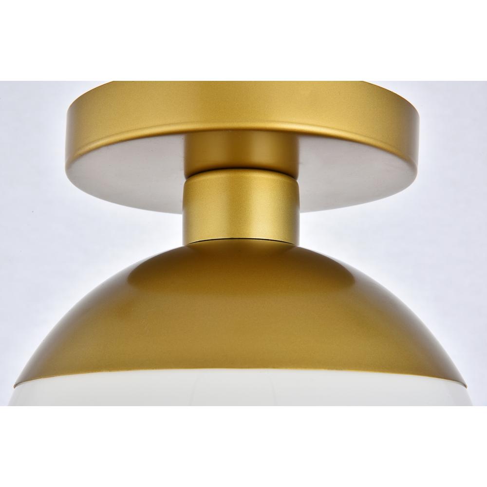 Eclipse 1 Light Brass Flush Mount With Frosted White Glass. Picture 6