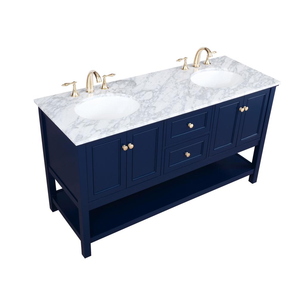 60 inch Single bathroom vanity in Blue. Picture 8