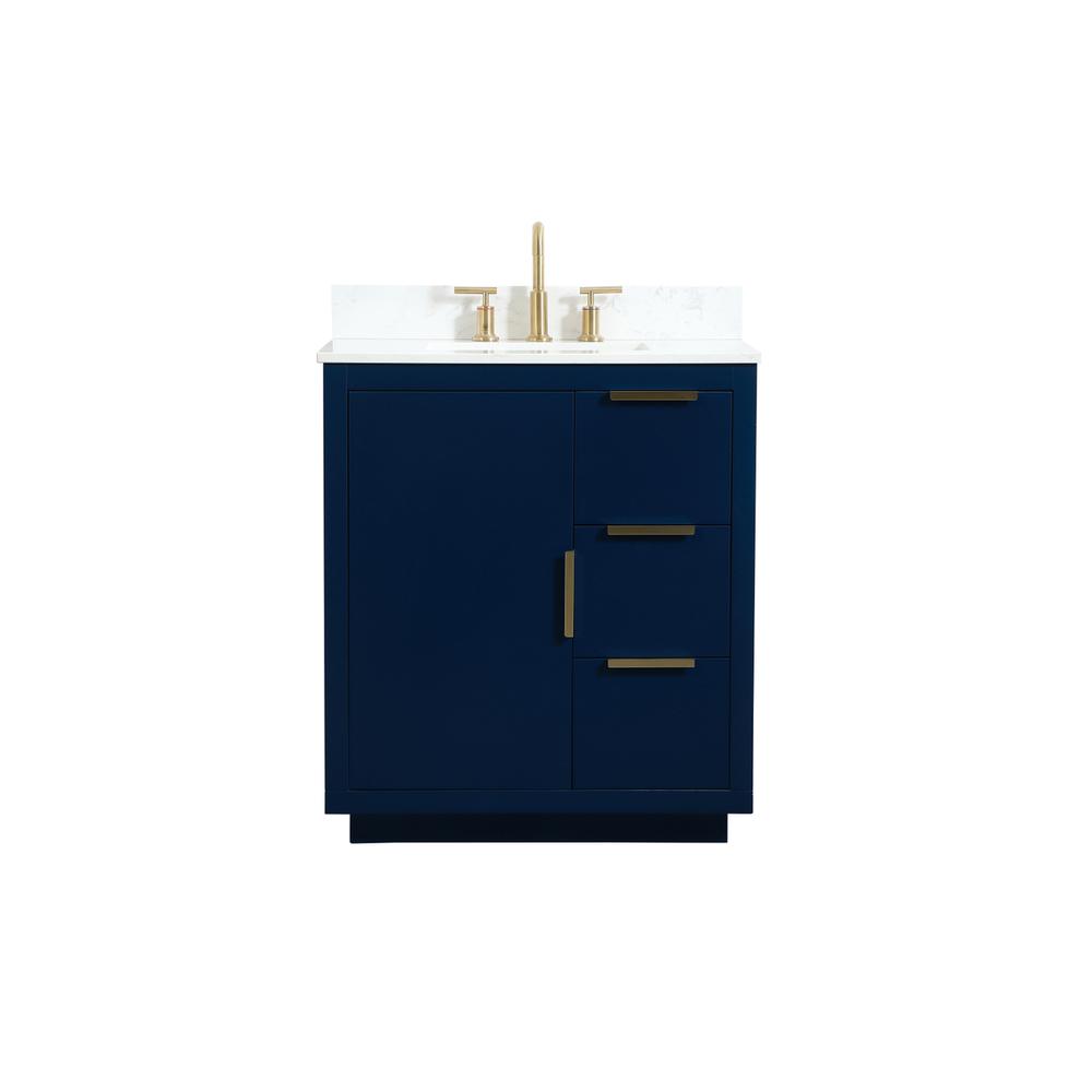 30 inch Single bathroom vanity in blue with backsplash. Picture 1
