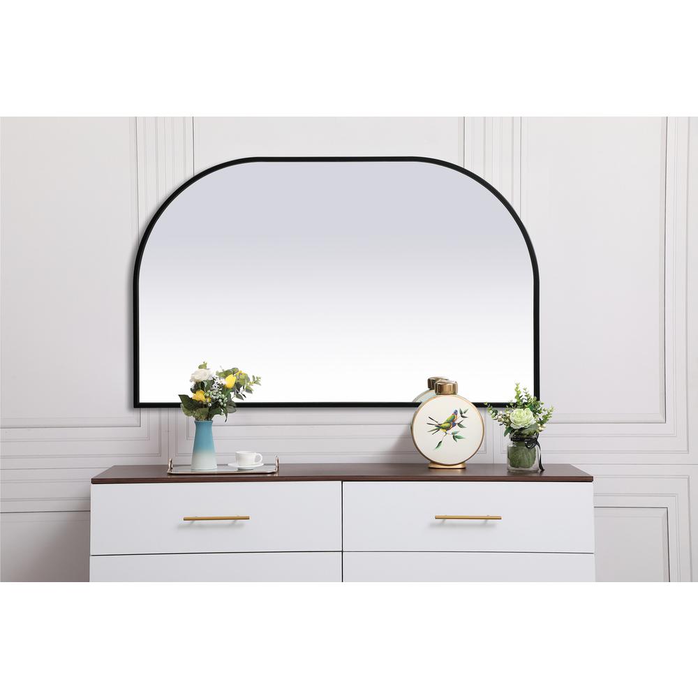Metal Frame Arch Mirror 39x24 Inch in Black. Picture 9