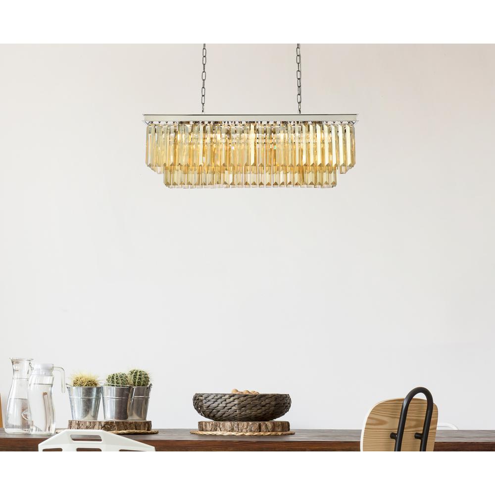 Sydney 12 light polished nickel Chandelier Golden Teak (Smoky) Royal Cut Crystal. Picture 8