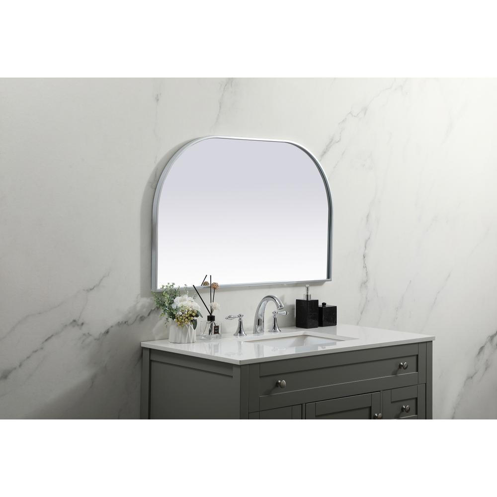 Metal Frame Arch Mirror 39x24 Inch in Silver. Picture 4