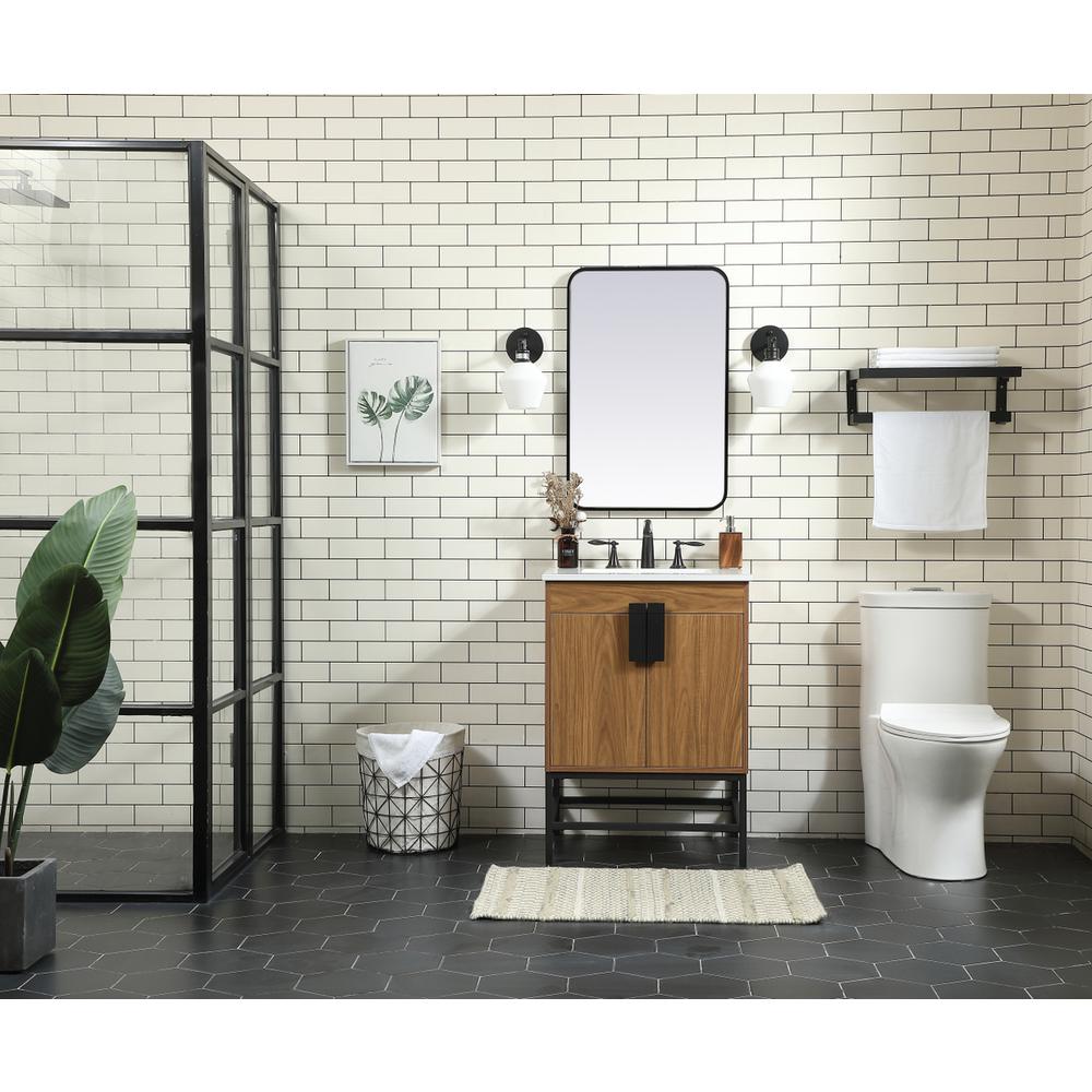24 inch Single bathroom vanity in walnut brown. Picture 4