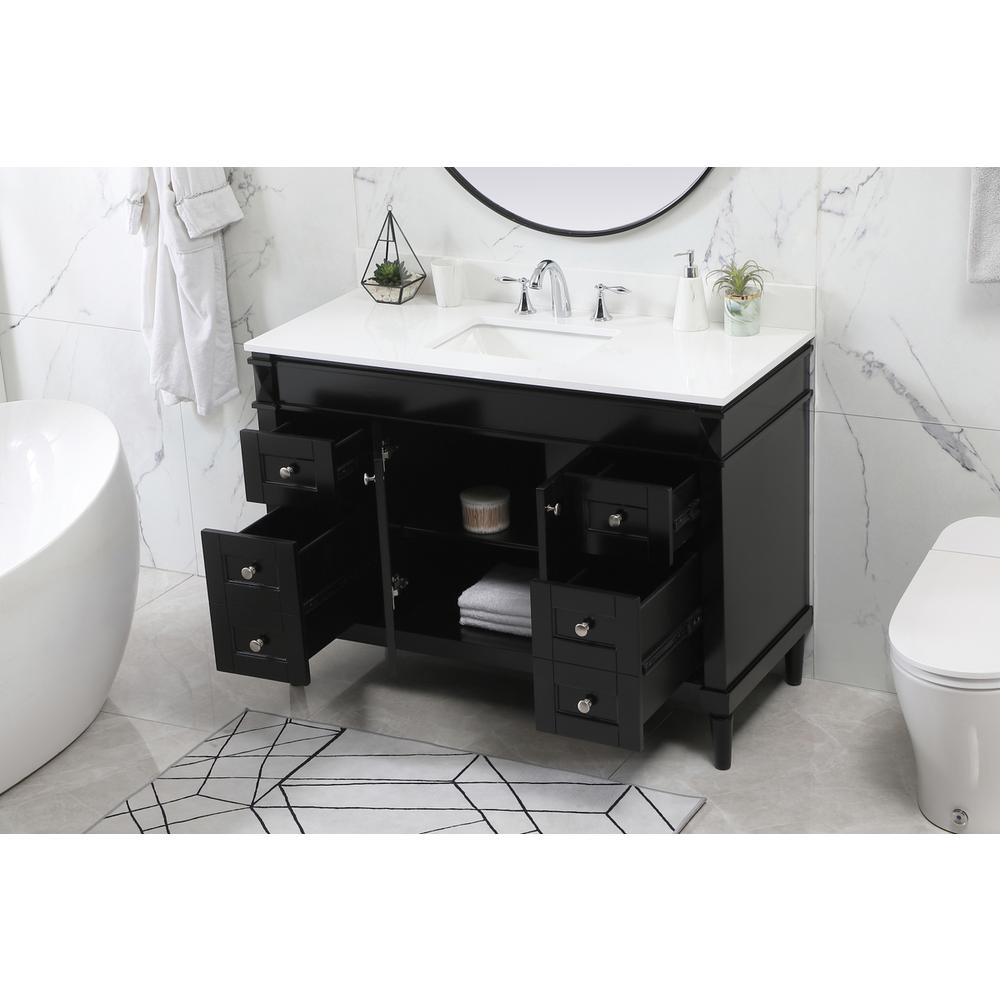 48 inch Single bathroom vanity in black with backsplash. Picture 3