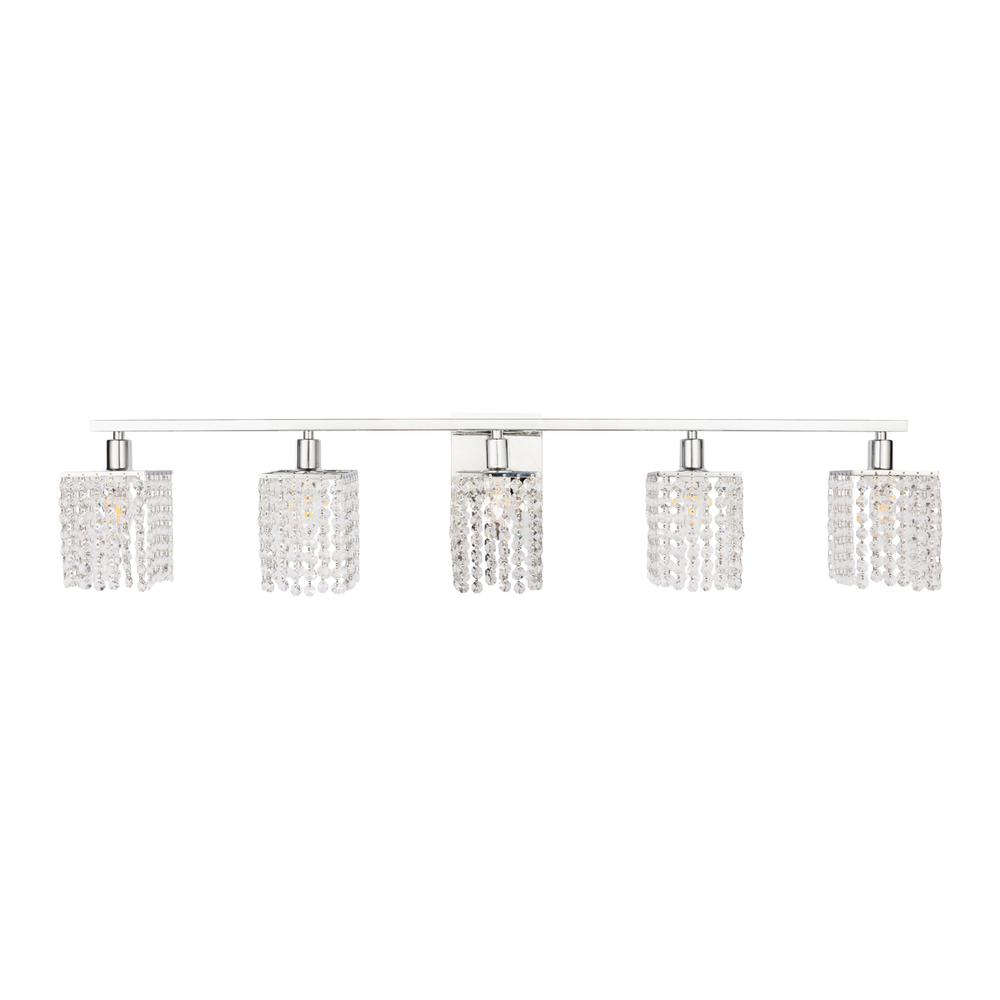 Phineas 5 light Chrome and Clear Crystals wall sconce. Picture 2