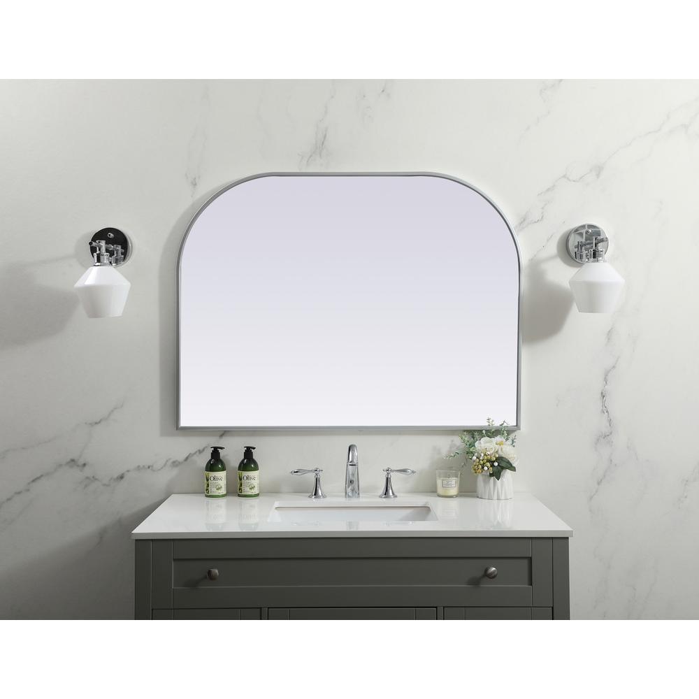 Metal Frame Arch Mirror 40x30 Inch in Silver. Picture 9