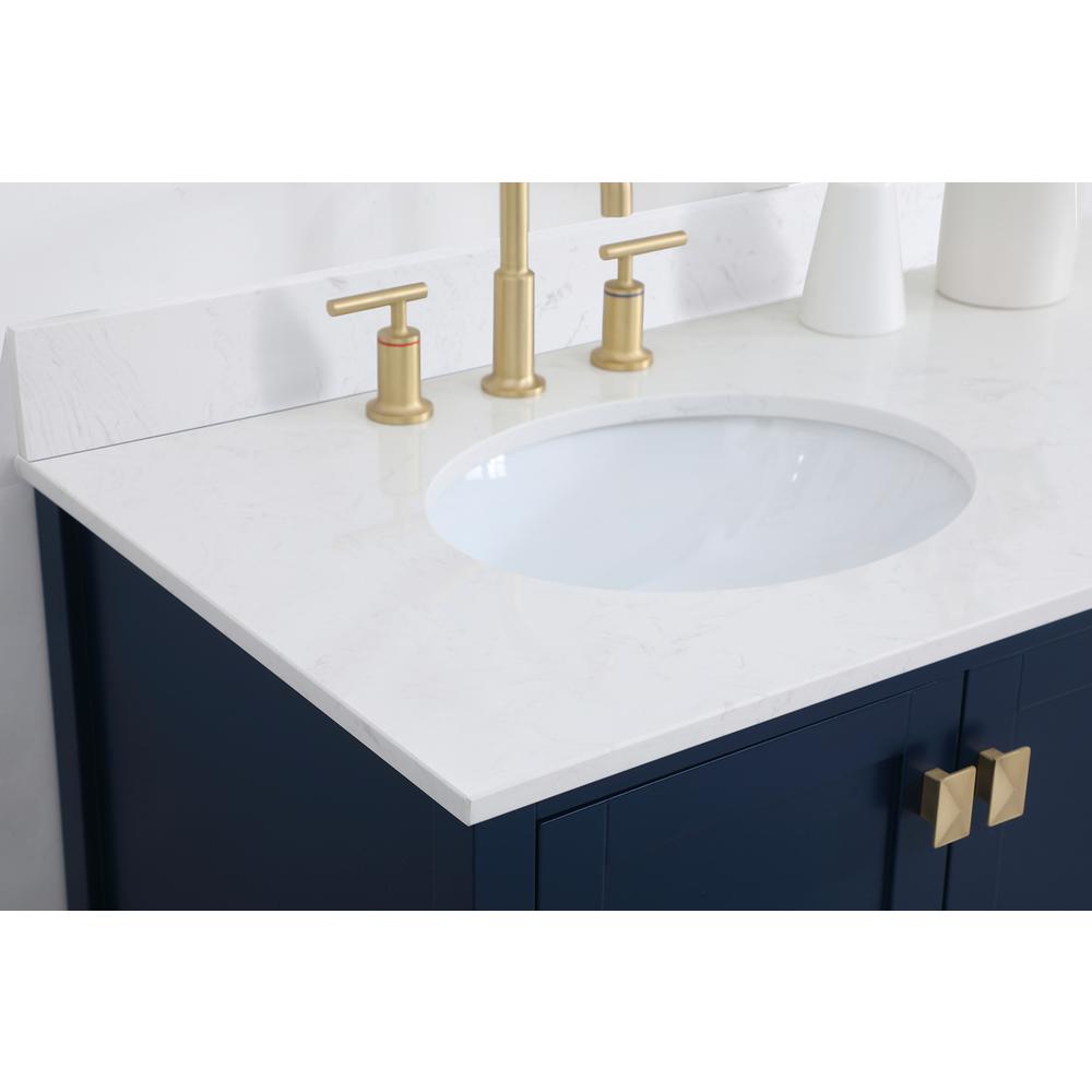 42 inch Single Bathroom Vanity in Blue with Backsplash. Picture 5