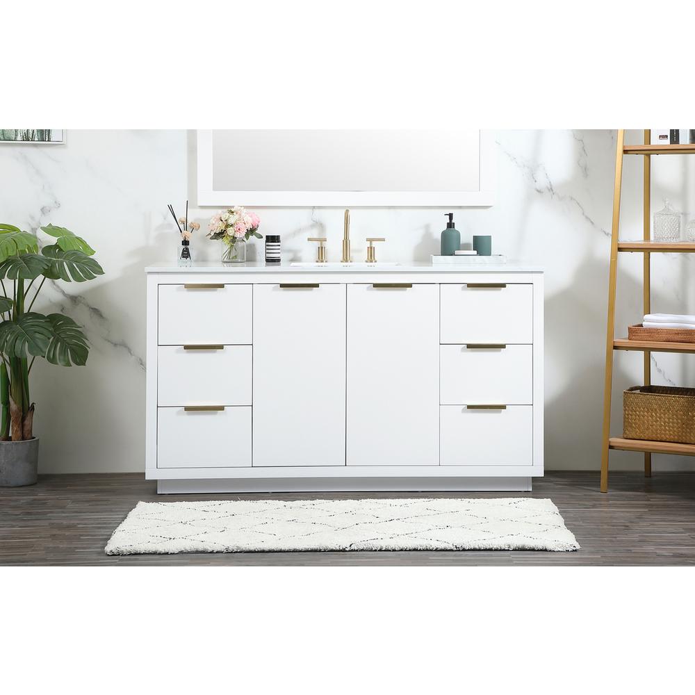 60 inch Single bathroom vanity in white. Picture 14
