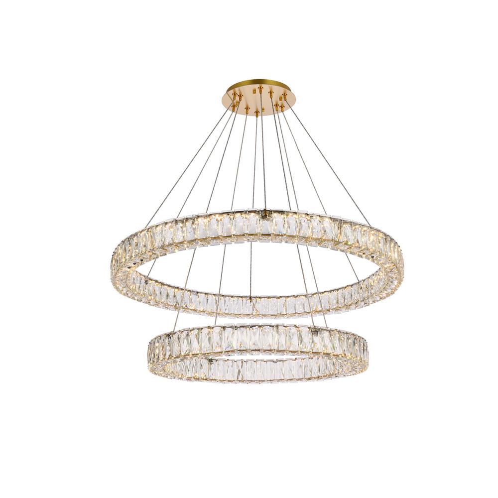 Monroe 36 inch LED double ring chandelier in gold. Picture 1