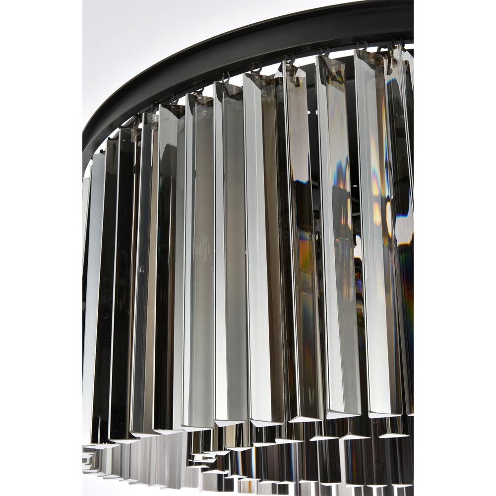 Sydney 8 light Matte Black Flush Mount Silver Shade (Grey) Royal Cut Crystal. Picture 5