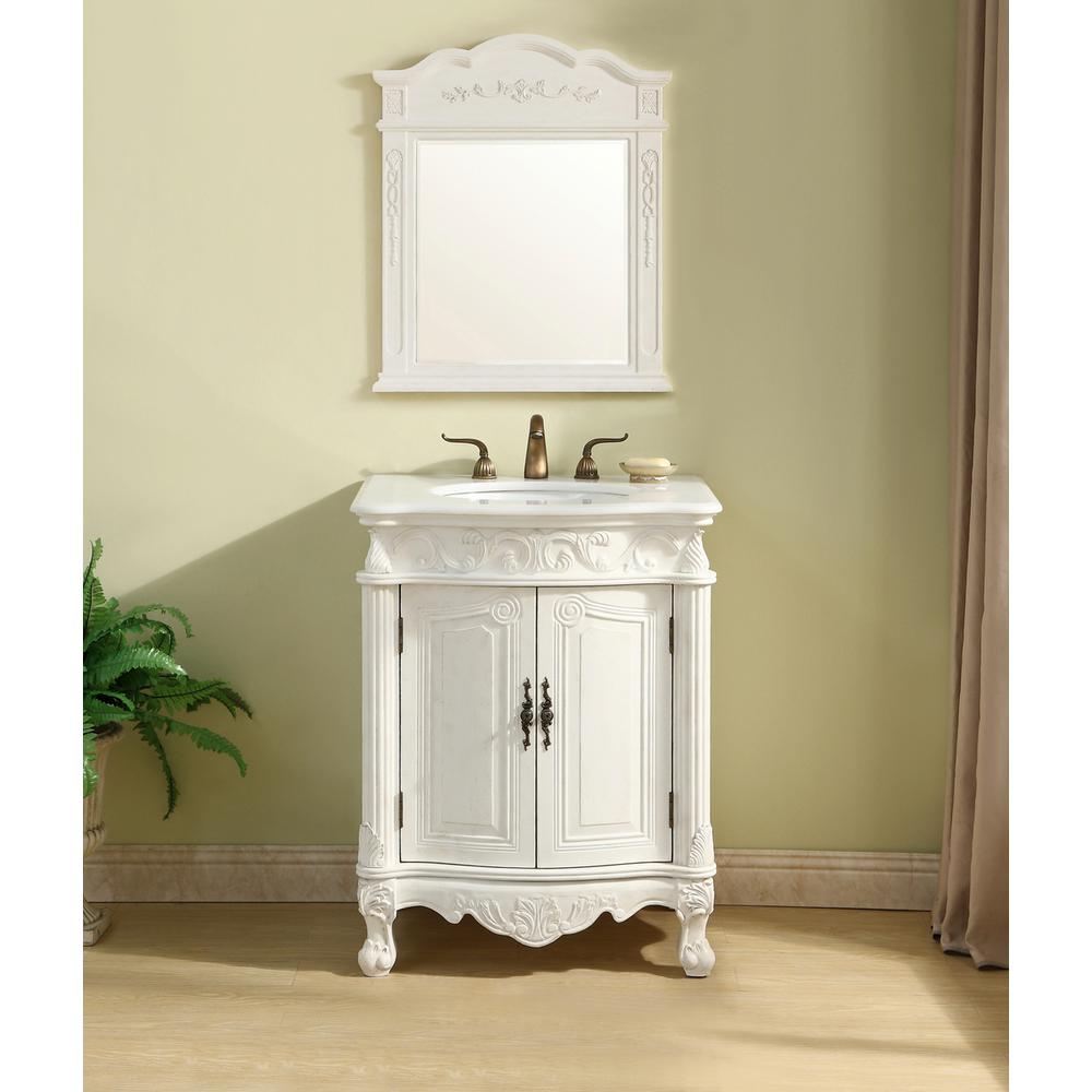 27 inch Single Bathroom vanity in Antique White. Picture 9
