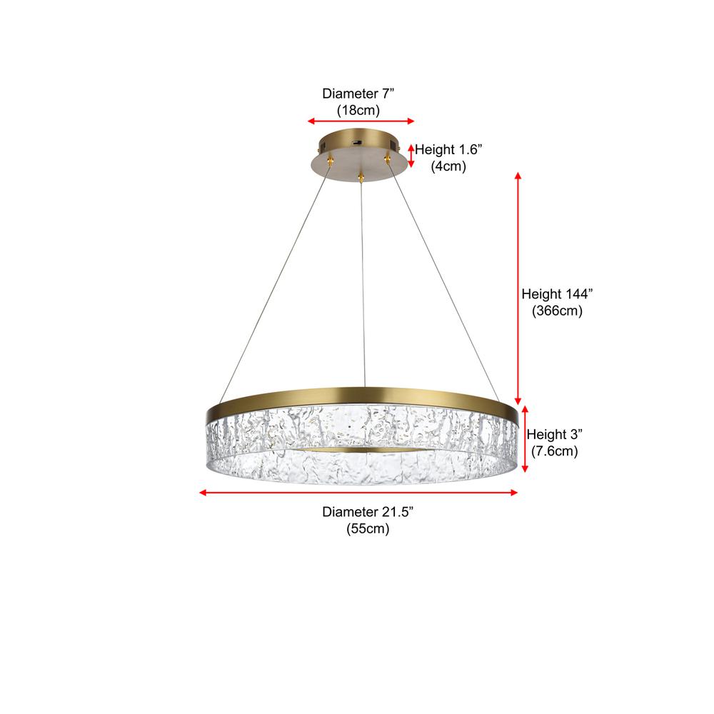 Linden 22 inch Adjustable LED chandelier in Satin Gold. Picture 10