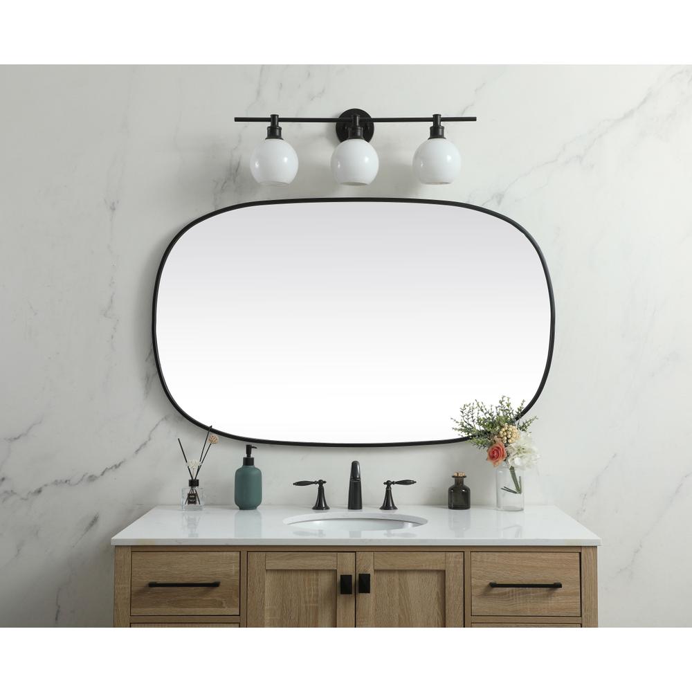Metal Frame Oval Mirror 30x48 Inch in Black. Picture 11