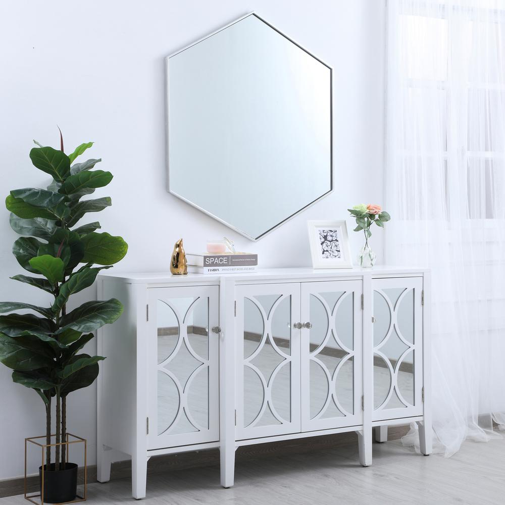 Metal frame hexagon mirror 41 inch in silver. Picture 3