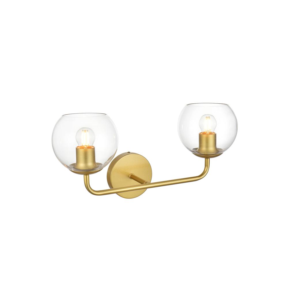 Genesis 2 light Brass and Clear Bath Sconce. Picture 3
