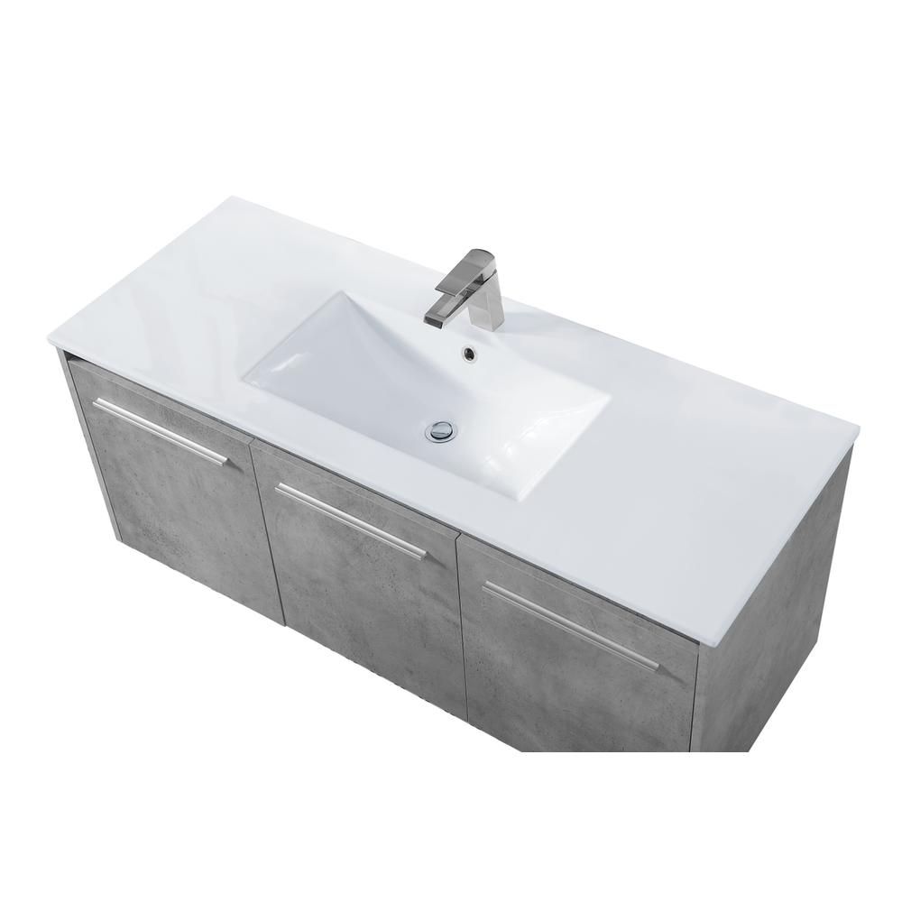 48 inch  Single Bathroom Floating Vanity in Concrete Grey. Picture 9