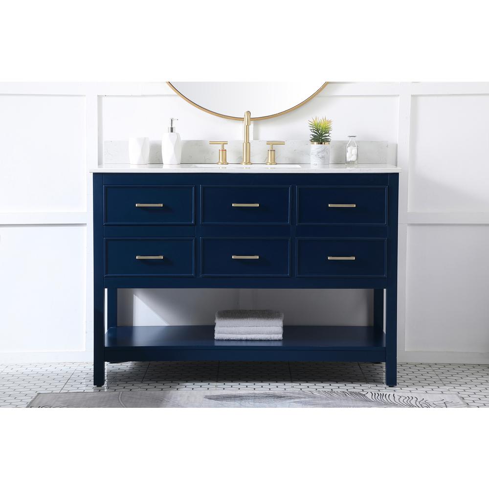 48 inch Single bathroom vanity in blue with backsplash. Picture 14