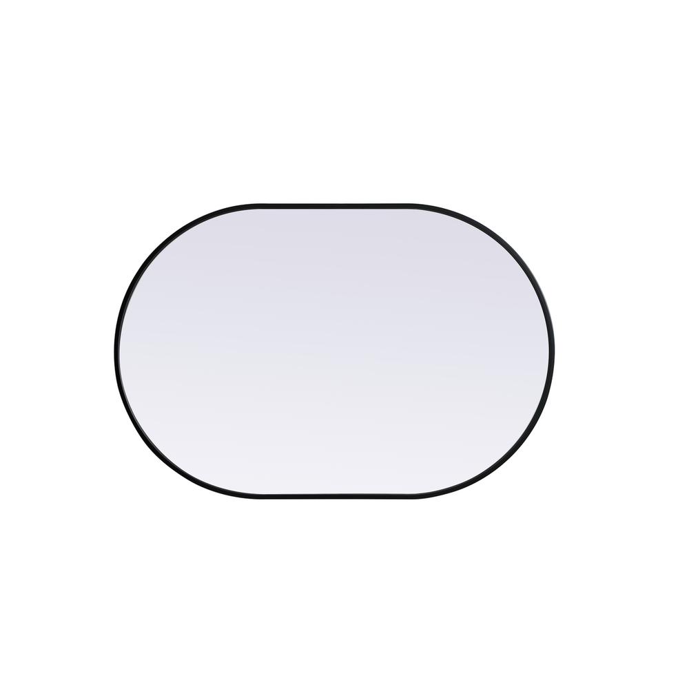 Metal Frame Oval Mirror 27x40 Inch in Black. Picture 8