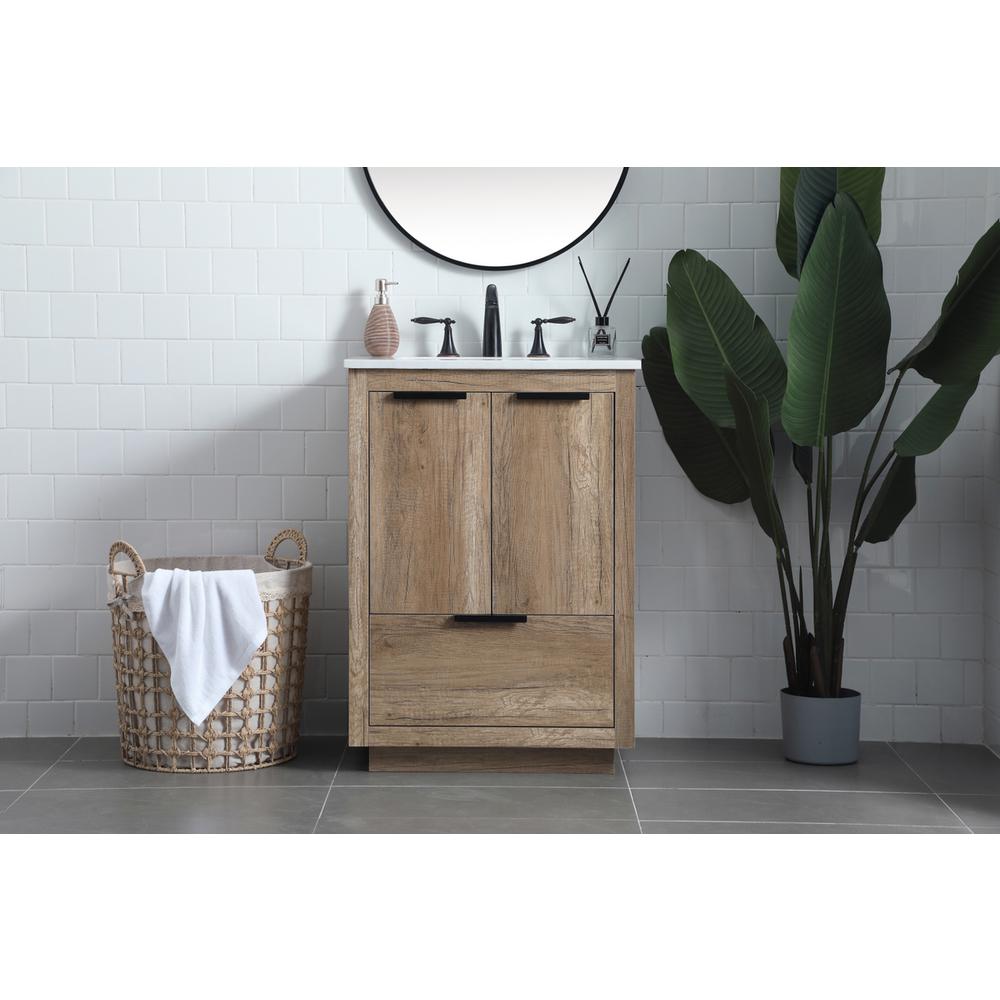 24 Inch SIngle Bathroom Vanity In Natural Oak. Picture 14