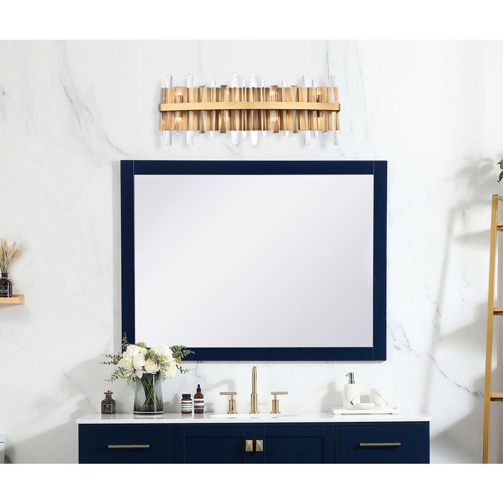 Serena 30 inch crystal bath sconce in satin gold. Picture 6