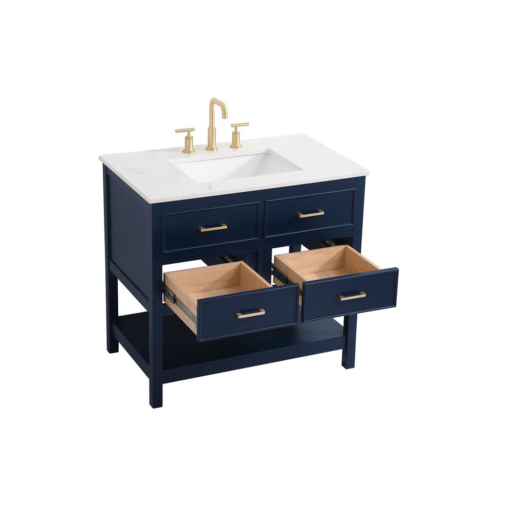 36 inch Single bathroom vanity in blue. Picture 9