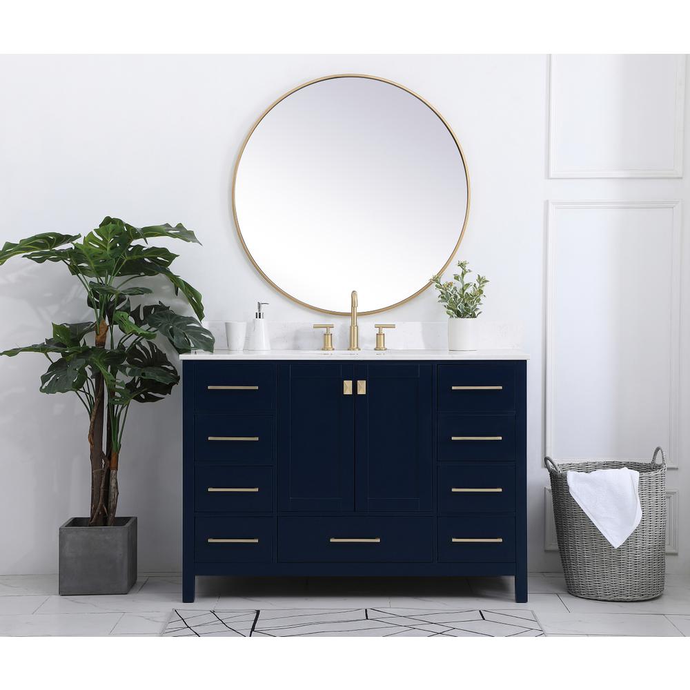 48 inch Single Bathroom Vanity in Blue with Backsplash. Picture 4