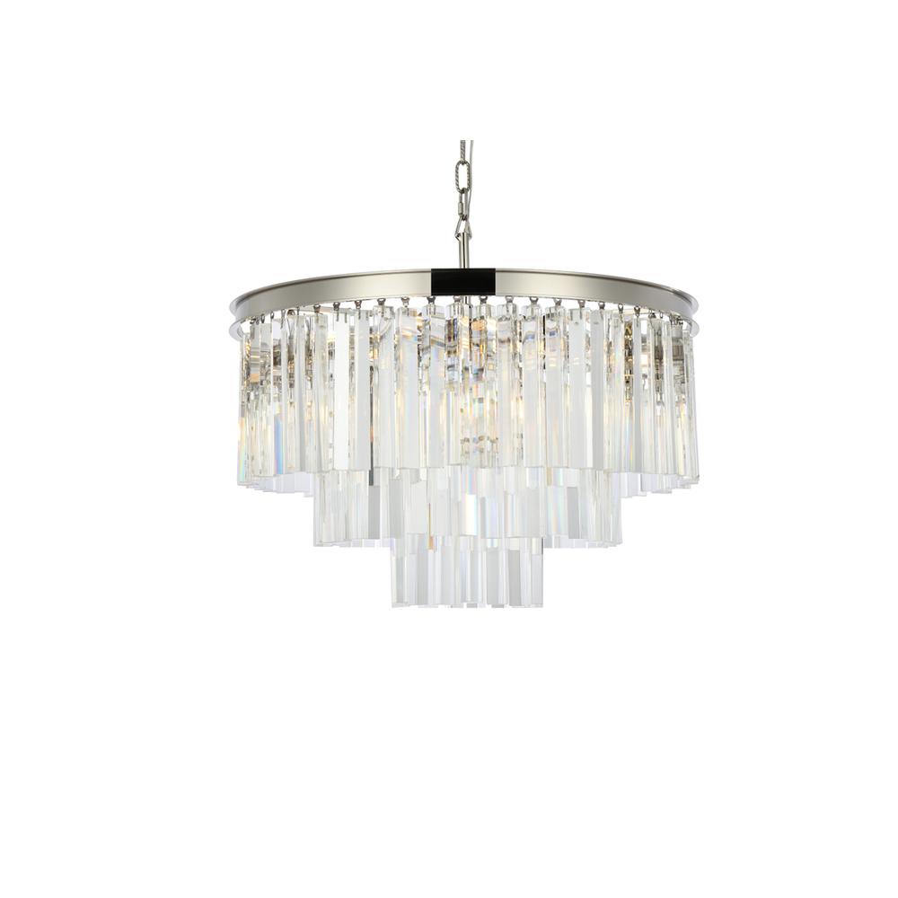 Sydney 9 light polished nickel Chandelier Clear Royal Cut Crystal. Picture 2