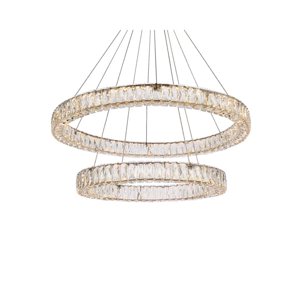 Monroe 36 inch LED double ring chandelier in gold. Picture 2
