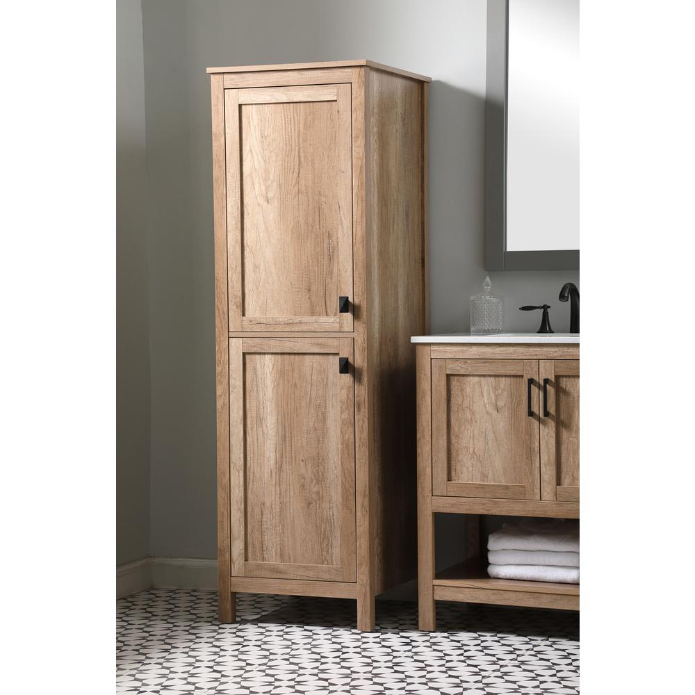 20 Inch Wide Bathroom Linen Storage Freestanding Cabinet In Natural Oak. Picture 9