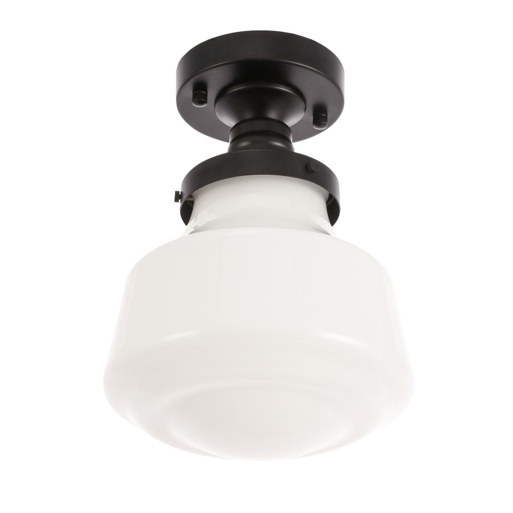 Lyle 1 light Black and frosted white glass Flush mount. Picture 7