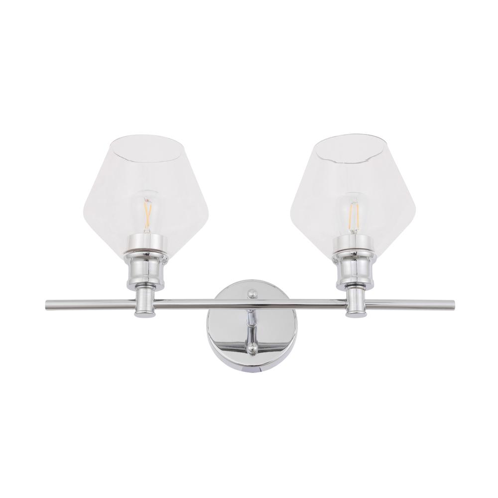 Gene 2 light Chrome and Clear glass Wall sconce. Picture 4