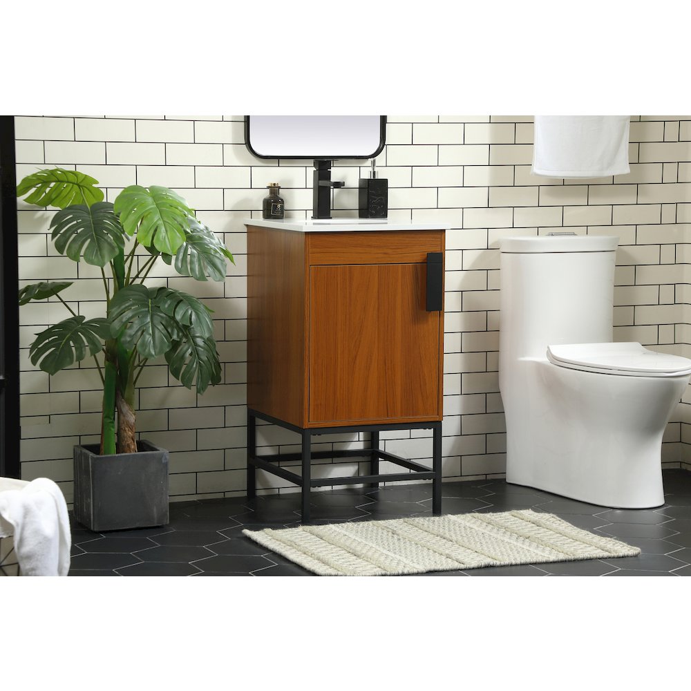 18 Inch Single Bathroom Vanity In Teak. Picture 3