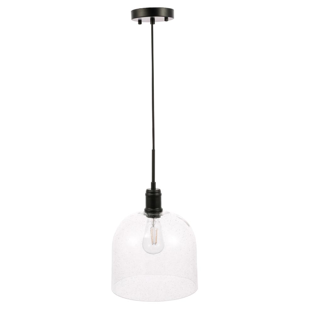 Gabe 1 light Black and Clear seeded glass pendant. Picture 7