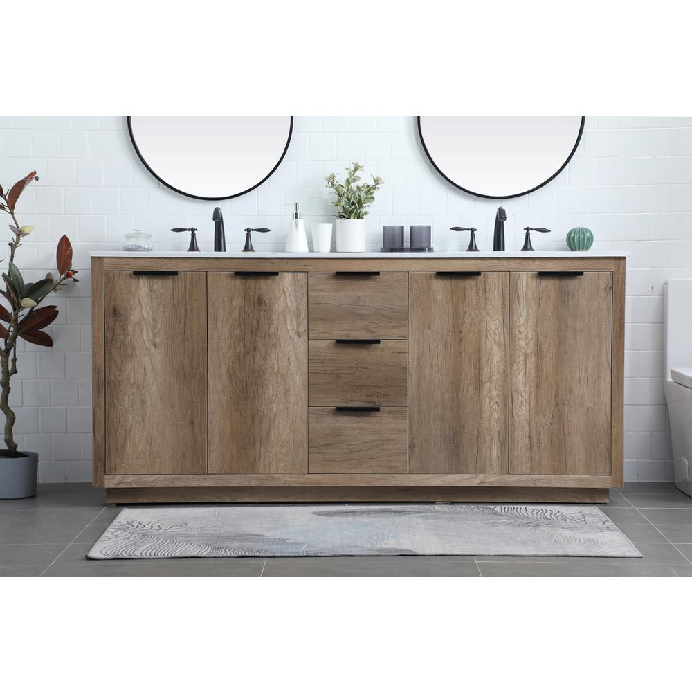 72 Inch Double Bathroom Vanity In Natural Oak. Picture 14