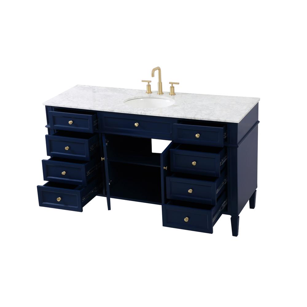 60 inch Single bathroom vanity in blue. Picture 9
