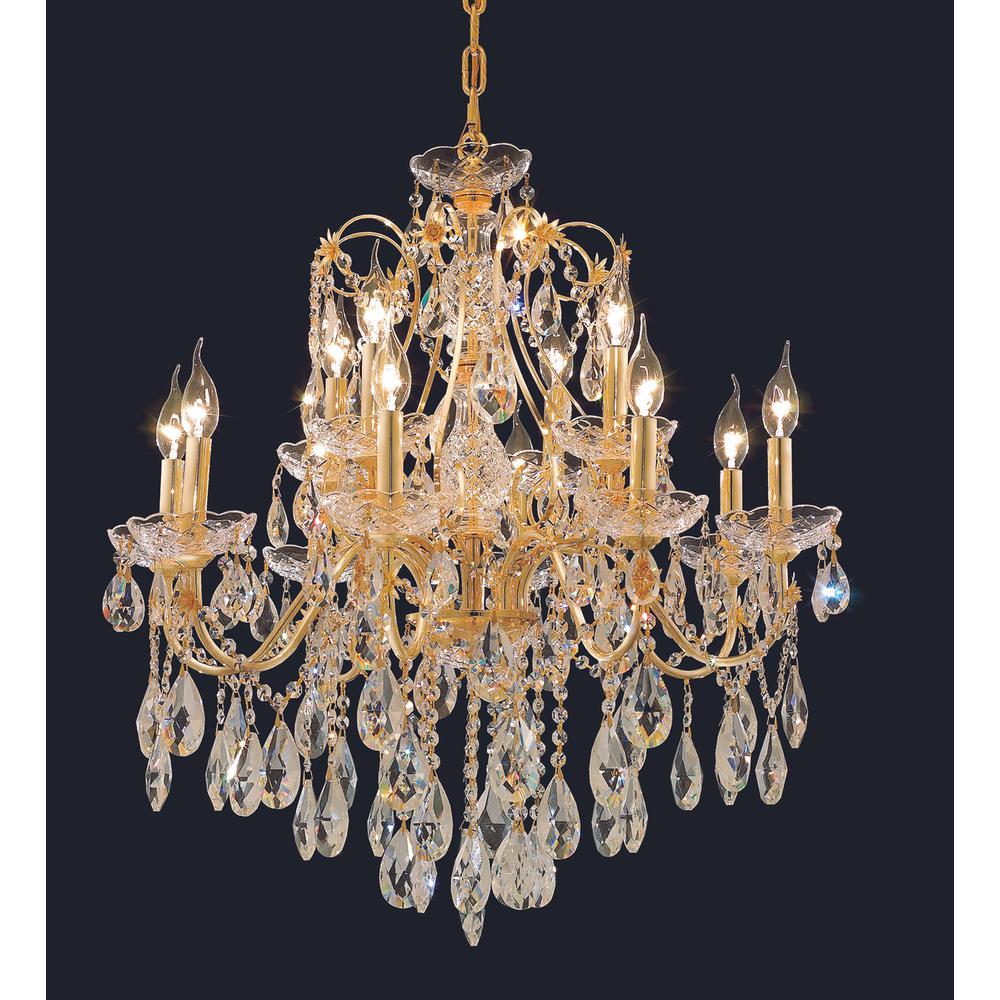 St. Francis 12 light Gold Chandelier Clear Royal Cut Crystal. Picture 1
