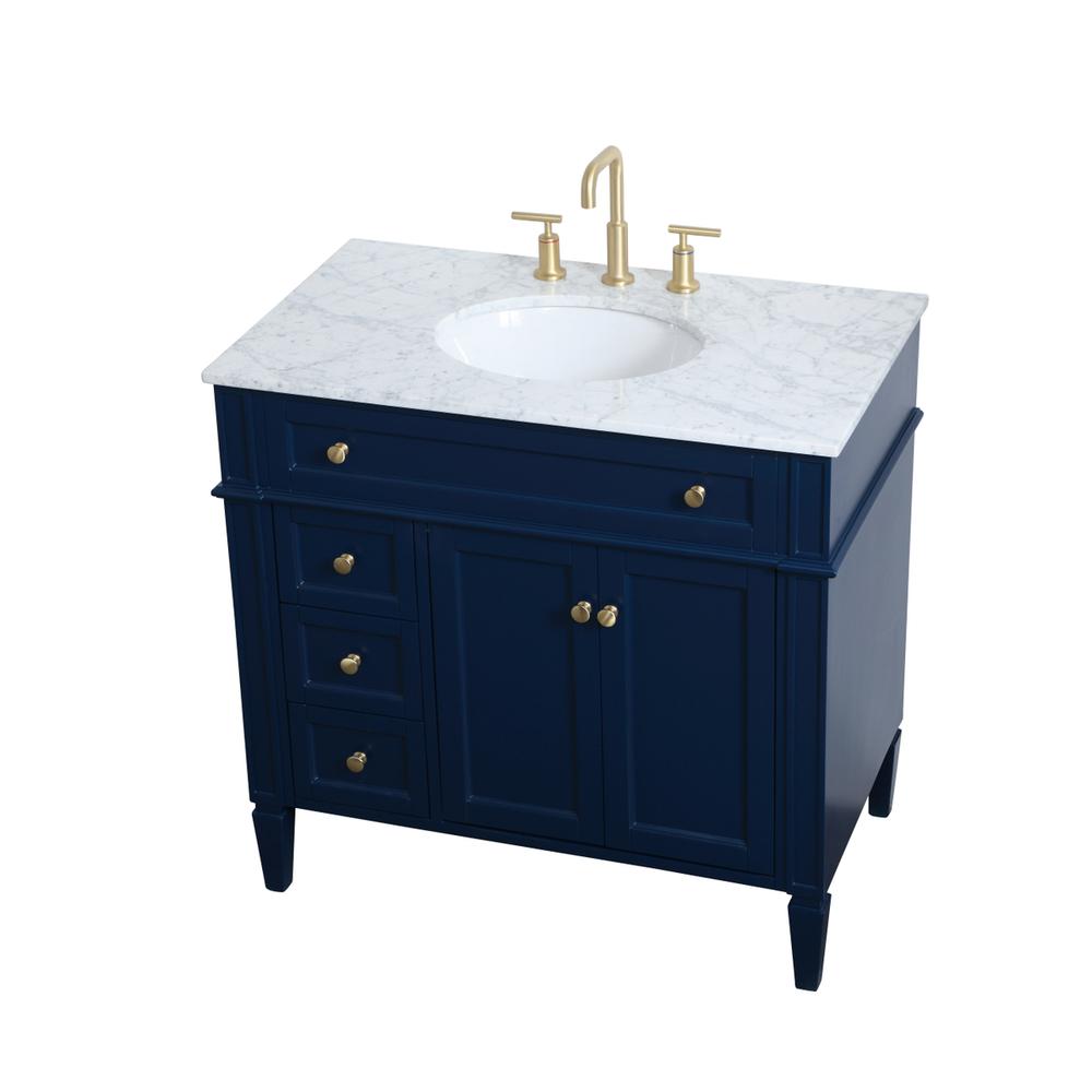 36 inch Single bathroom vanity in blue. Picture 7