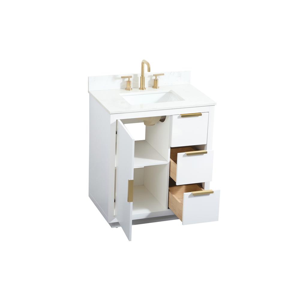 30 inch Single bathroom vanity in white with backsplash. Picture 9