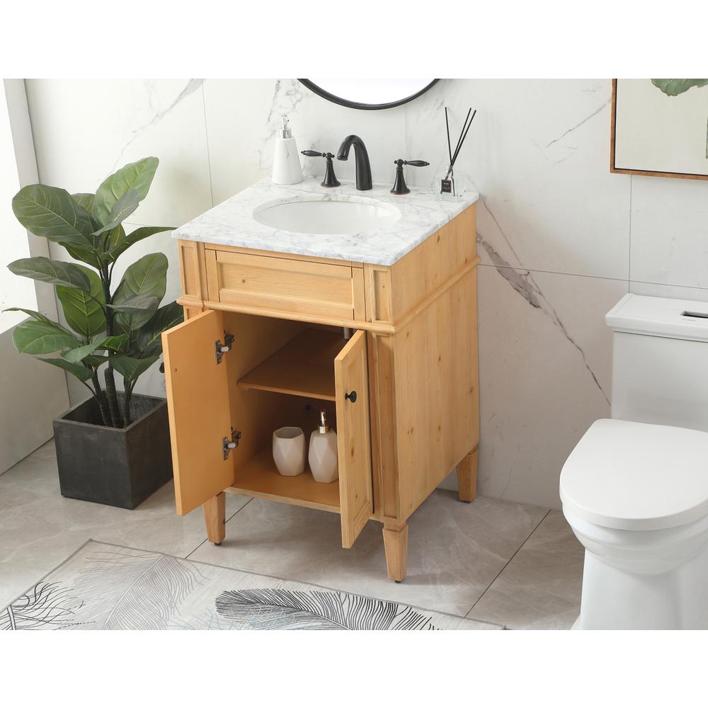 24 inch Single bathroom vanity in natural wood. Picture 3