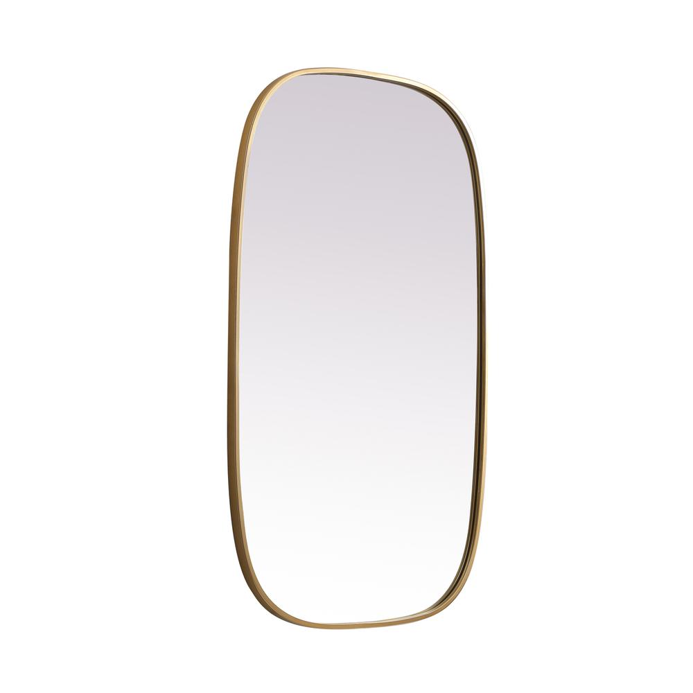 Metal Frame Oval Mirror 24x40 Inch in Brass. Picture 7