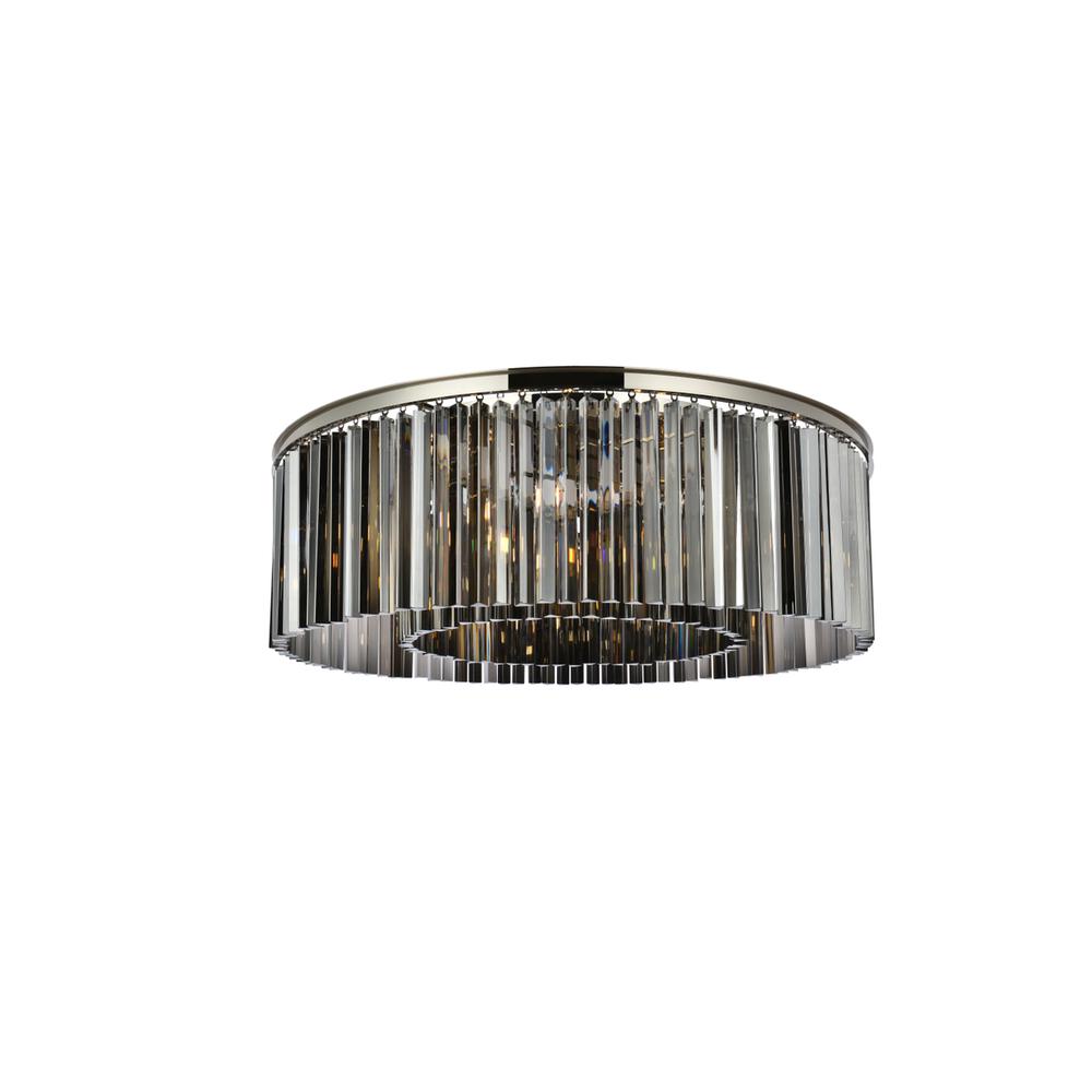 Sydney 10 light polished nickel Flush Mount Silver Shade. Picture 1