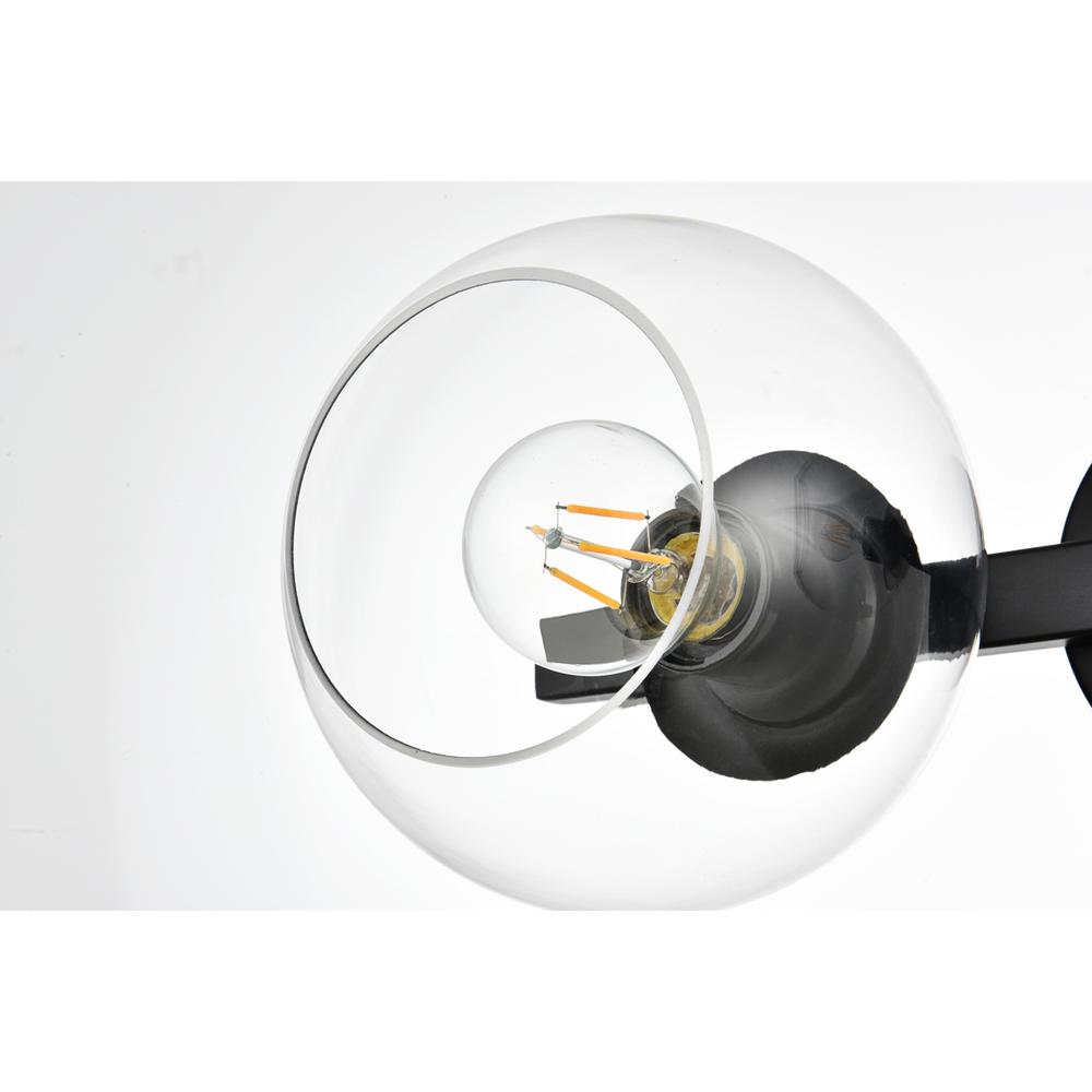 Rogelio 2 light Black and Clear Bath Sconce. Picture 5