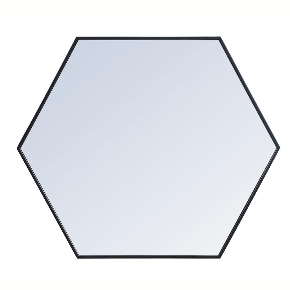 Metal frame hexagon mirror 38 inch in Black. Picture 5